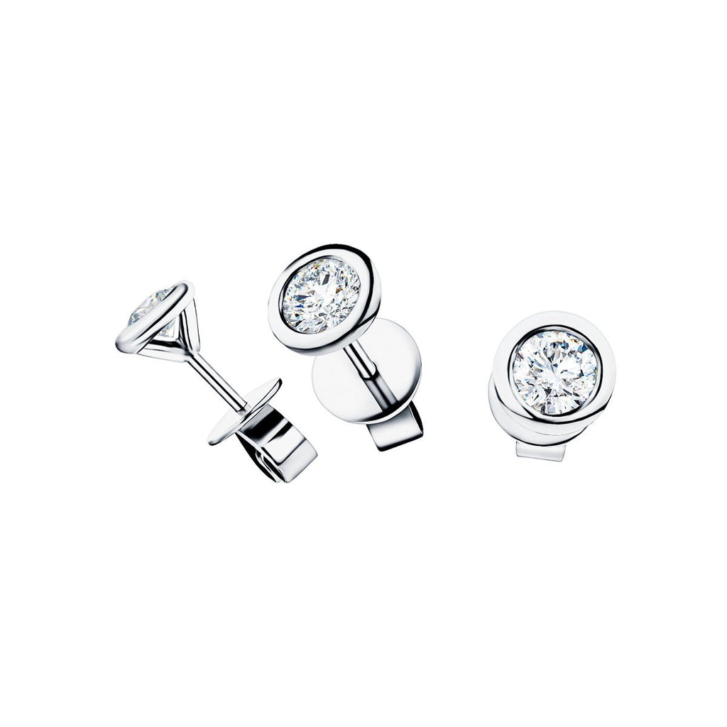 Diamond Rub Over Earrings 0.30ct G/SI Quality in 18k White Gold - All Diamond