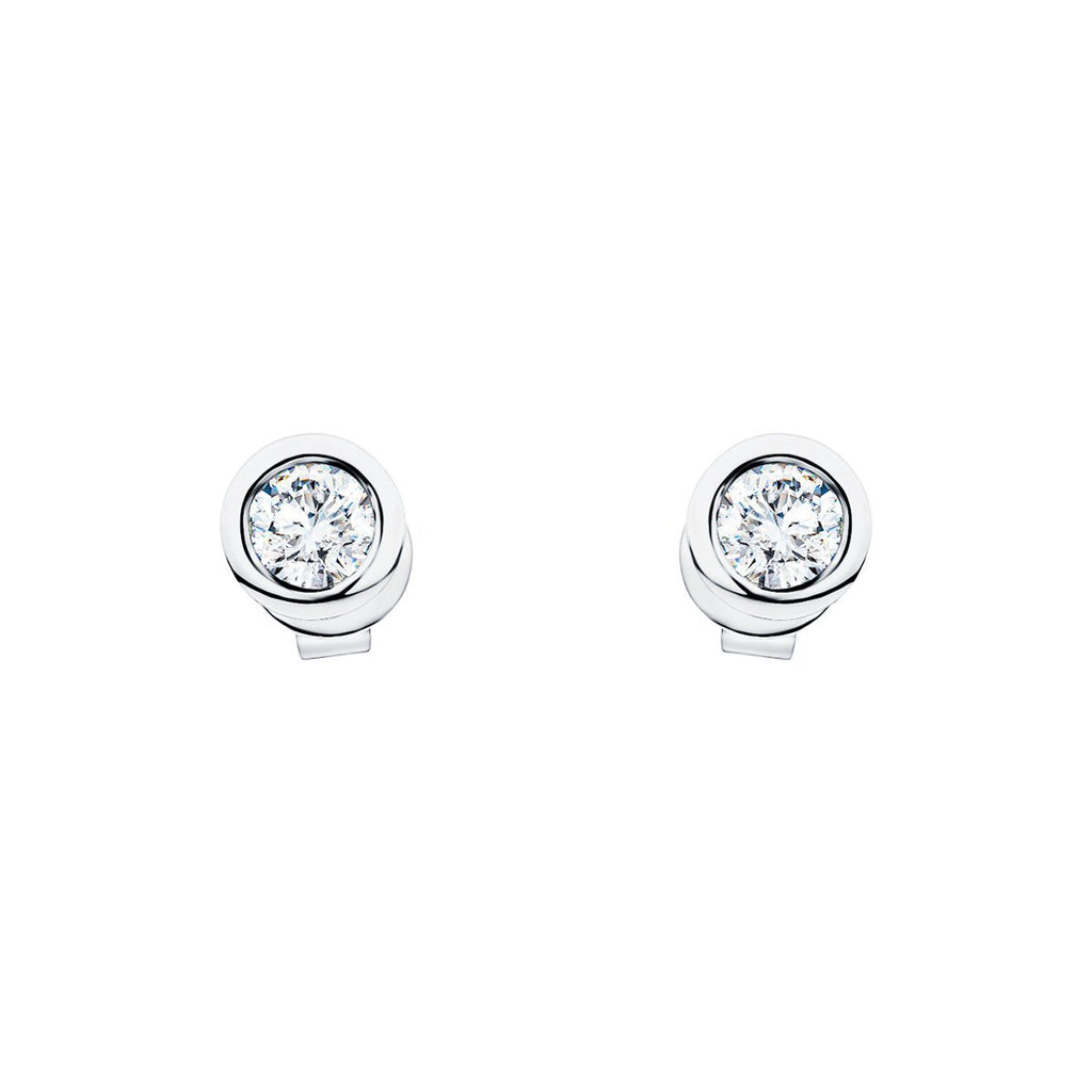 Diamond Rub Over Earrings 0.30ct G/SI Quality in 18k White Gold - All Diamond