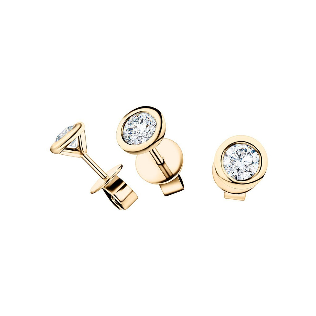 Diamond Rub Over Earrings 0.30ct G/SI Quality in 18k Yellow Gold - All Diamond