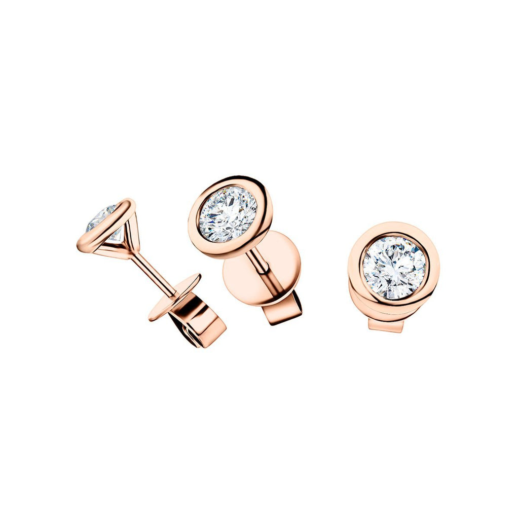 Diamond Rub Over Earrings 0.40ct G/SI Quality in 18k Rose Gold - All Diamond