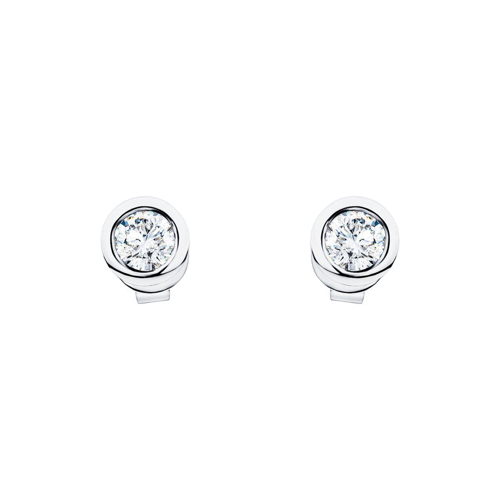 Diamond Rub Over Earrings 0.40ct G/SI Quality in 18k White Gold - All Diamond