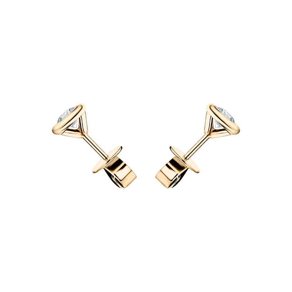 Diamond Rub Over Earrings 0.40ct G/SI Quality in 18k Yellow Gold - All Diamond