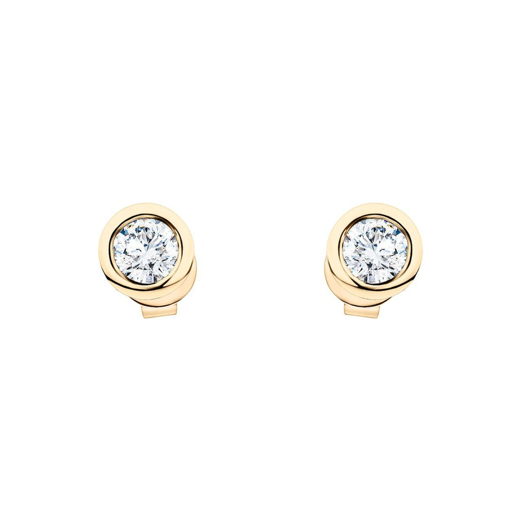 Diamond Rub Over Earrings 0.50ct G/SI Quality in 18k Yellow Gold - All Diamond