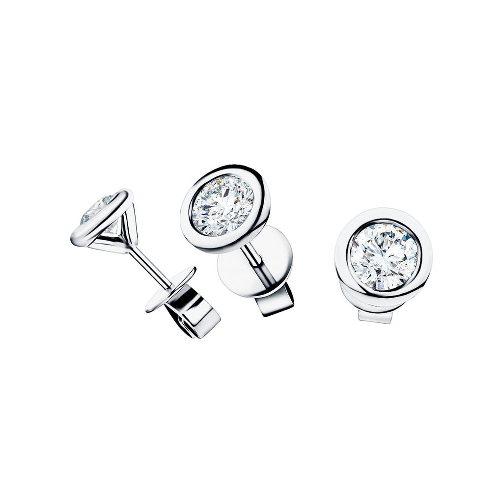 Diamond Rub Over Earrings 0.75ct G/SI Quality in 18k White Gold - All Diamond