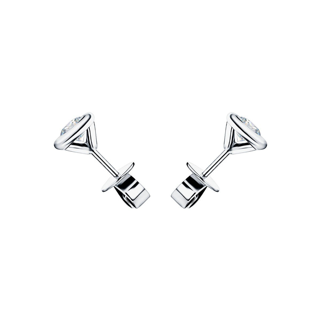 Diamond Rub Over Earrings 0.75ct G/SI Quality in 18k White Gold - All Diamond