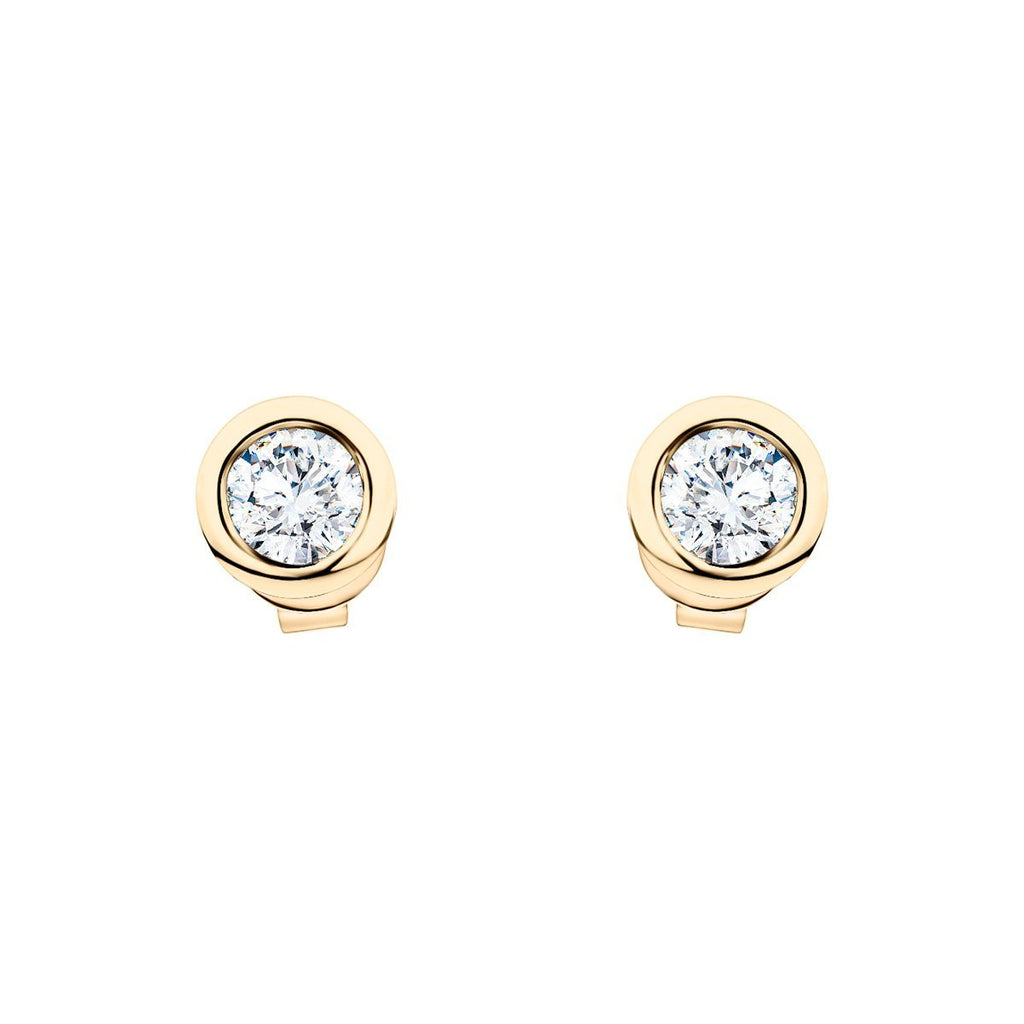 Diamond Rub Over Earrings 0.75ct G/SI Quality in 18k Yellow Gold - All Diamond