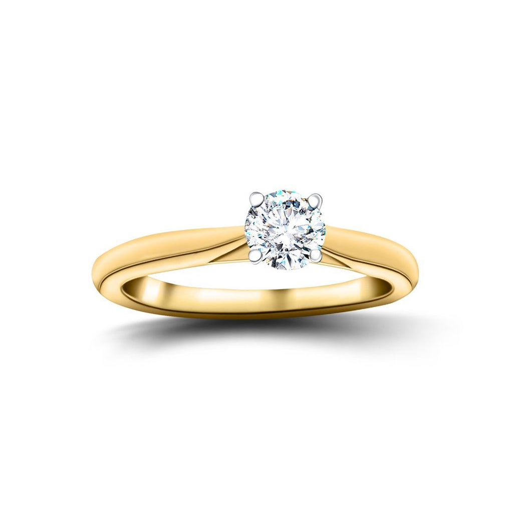 Diamond Solitaire Engagement Ring 0.20ct G/SI Quality 18k Yellow Gold - All Diamond