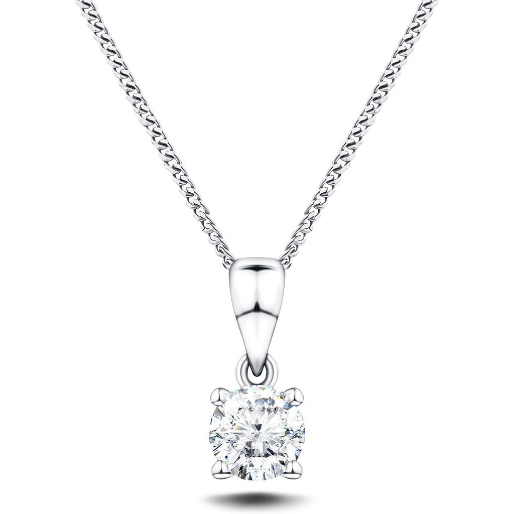 Diamond Solitaire Necklace 0.20ct G/SI in 18k White Gold - All Diamond