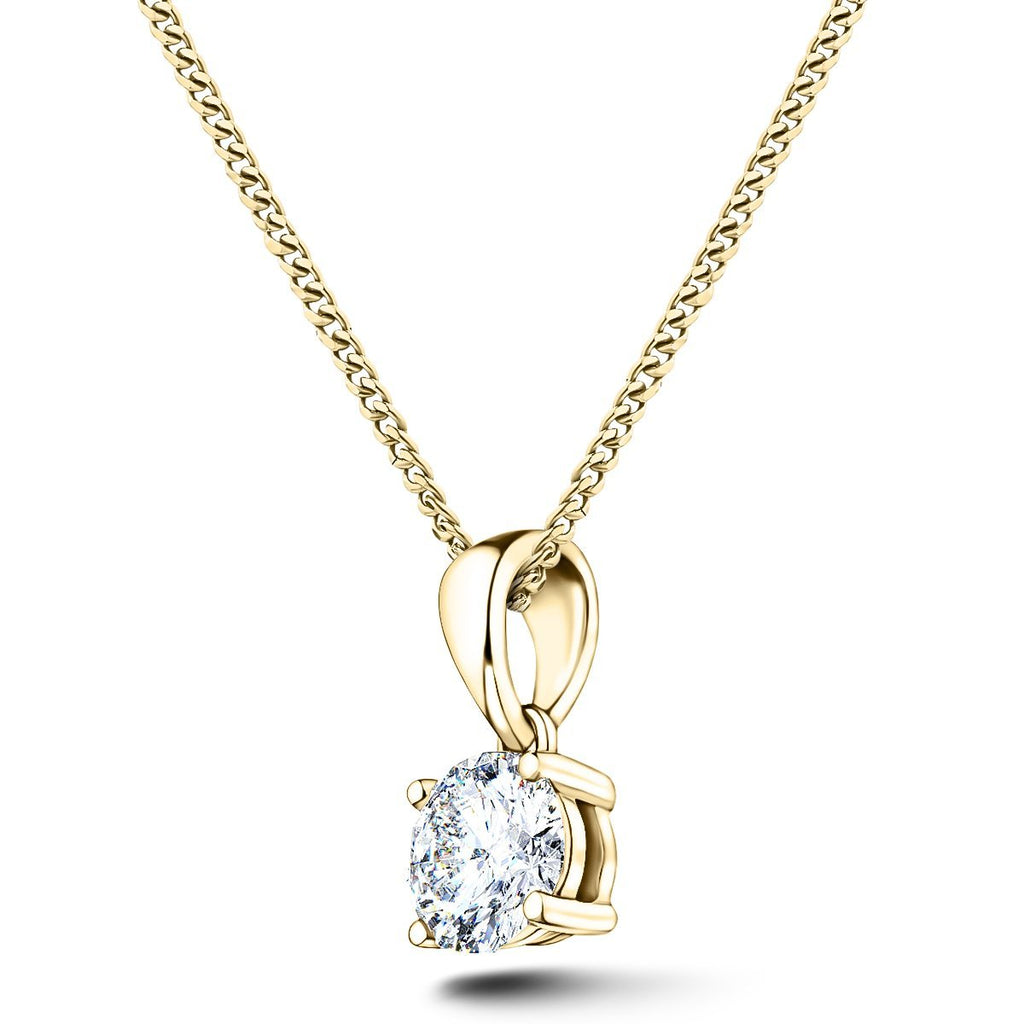 Diamond Solitaire Necklace 0.25ct G/SI in 18k Yellow Gold - All Diamond