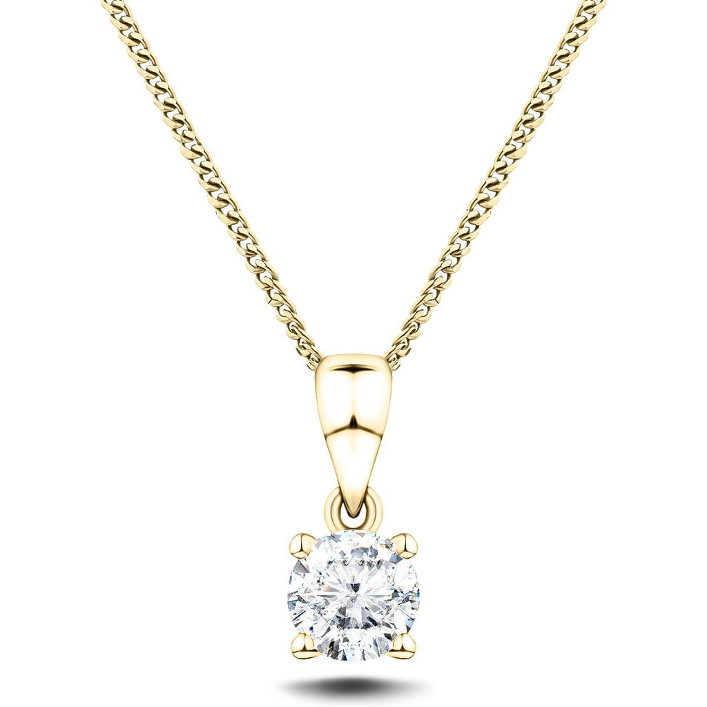 Diamond Solitaire Necklace 0.75ct G/SI in 18k Yellow Gold - All Diamond