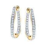 Diamond Square Grain Set Hoop Earrings 1.00ct G/SI 18k Yellow Gold - All Diamond