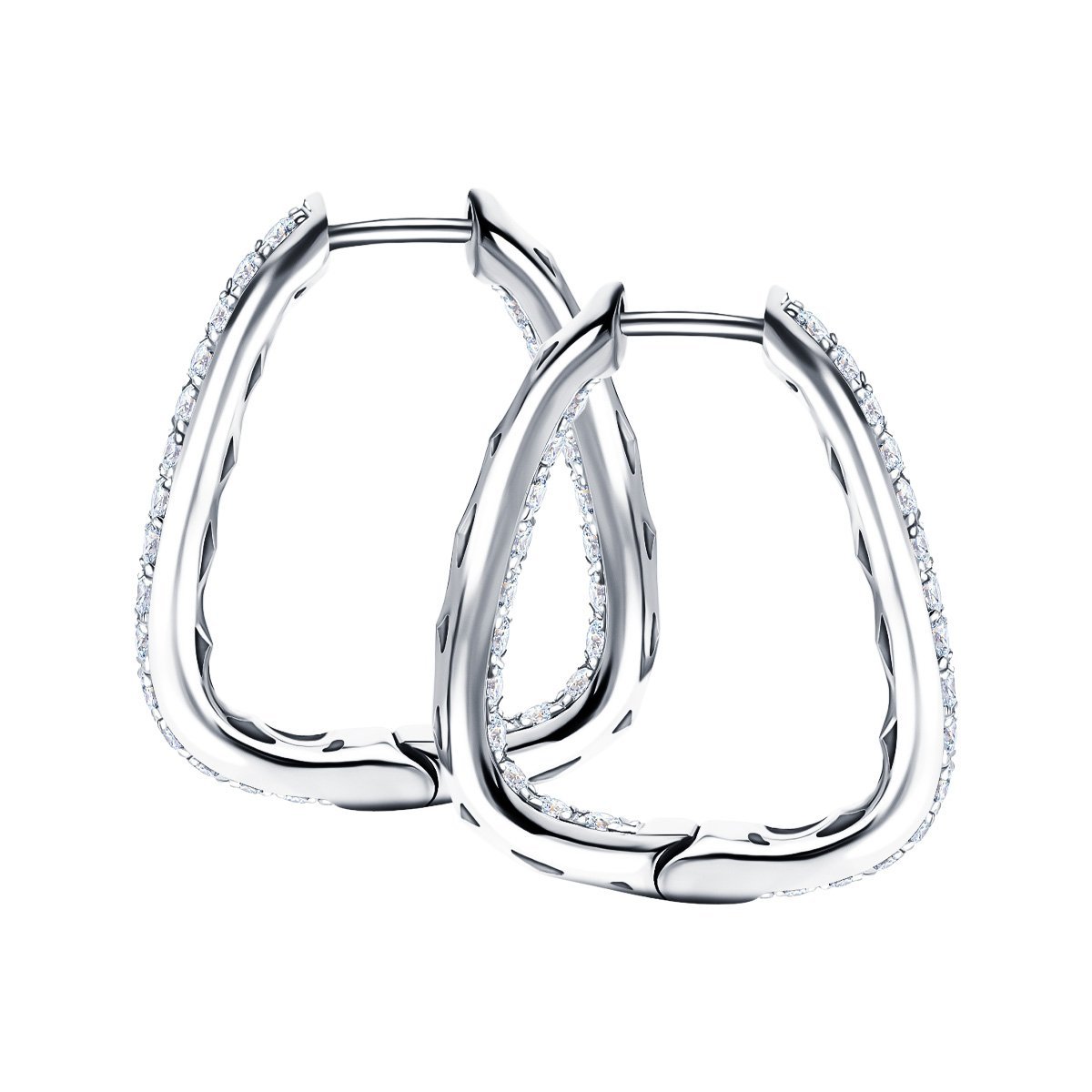 Diamond Square Grain Set Hoop Earrings 1.50ct G/SI 18k White Gold - All Diamond