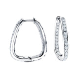 Diamond Square Grain Set Hoop Earrings 1.50ct G/SI 18k White Gold - All Diamond
