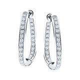 Diamond Square Grain Set Hoop Earrings 1.50ct G/SI 18k White Gold - All Diamond