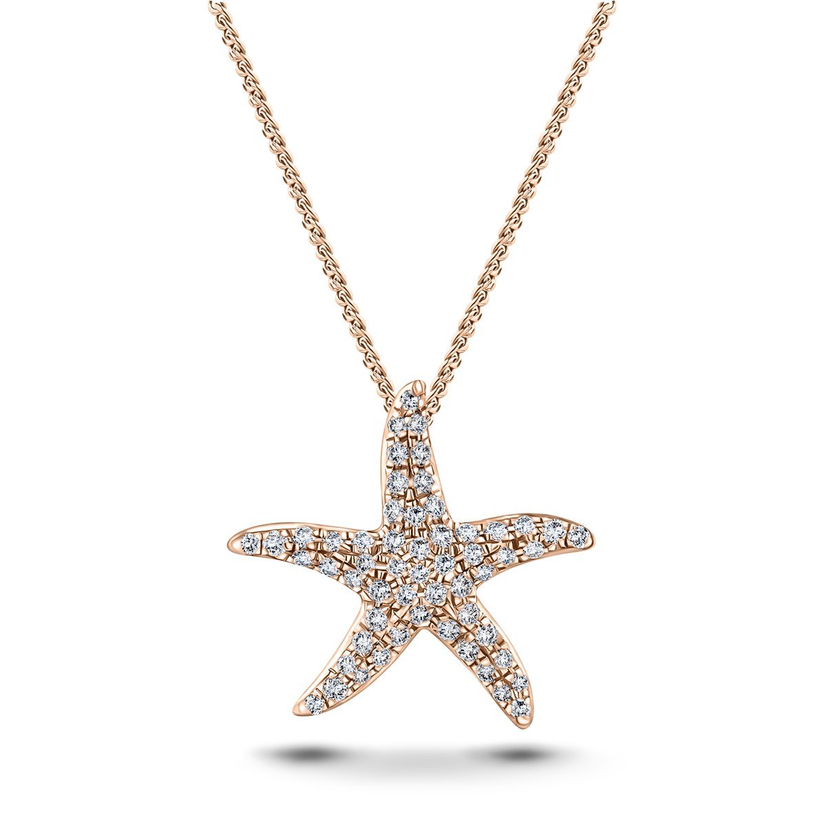 Diamond Star Fish Necklace 0.25ct G/SI Quality in 18k Rose Gold - All Diamond