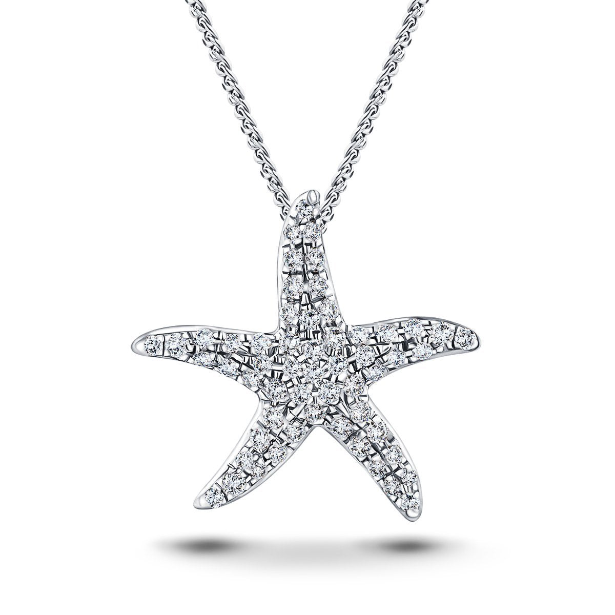 Diamond Star Fish Necklace 0.25ct G/SI Quality in 18k White Gold - All Diamond