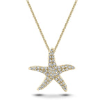 Diamond Star Fish Necklace 0.25ct G/SI Quality in 18k Yellow Gold - All Diamond