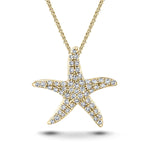 Diamond Star Fish Necklace 0.25ct G/SI Quality in 18k Yellow Gold - All Diamond