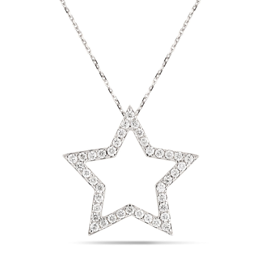 Diamond Star Necklace 0.45ct G/SI Quality Diamonds in 9k White Gold - All Diamond