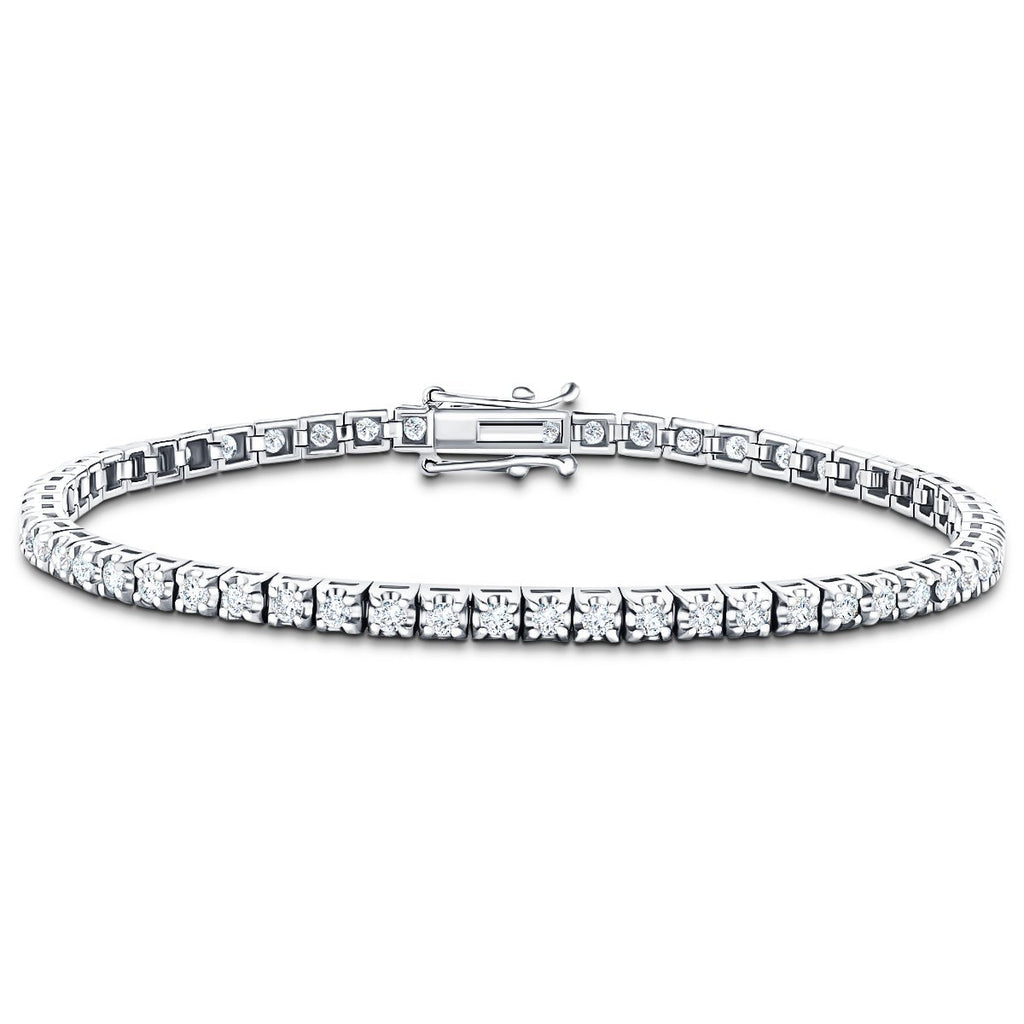 Diamond Tennis Bracelet 3.00ct G-SI in 9k White Gold - All Diamond