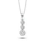 Diamond Trilogy Cluster Pendant Necklace 2.00ct G/SI 18k White Gold - All Diamond