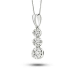 Diamond Trilogy Cluster Pendant Necklace 2.00ct G/SI 18k White Gold - All Diamond