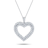Double Row Heart Round 0.60ct Diamond Pendant in 18K White Gold - All Diamond