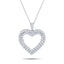 Double Row Heart Round 0.60ct Diamond Pendant in 18K White Gold - All Diamond