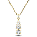 Drop Diamond Trilogy Pendant Necklace 0.75ct G/SI 18k Yellow Gold - All Diamond