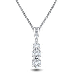 Drop Diamond Trilogy Pendant Necklace 1.00ct G/SI 18k White Gold - All Diamond