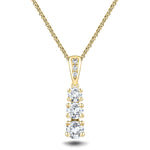 Drop Diamond Trilogy Pendant Necklace 1.00ct G/SI 18k Yellow Gold - All Diamond