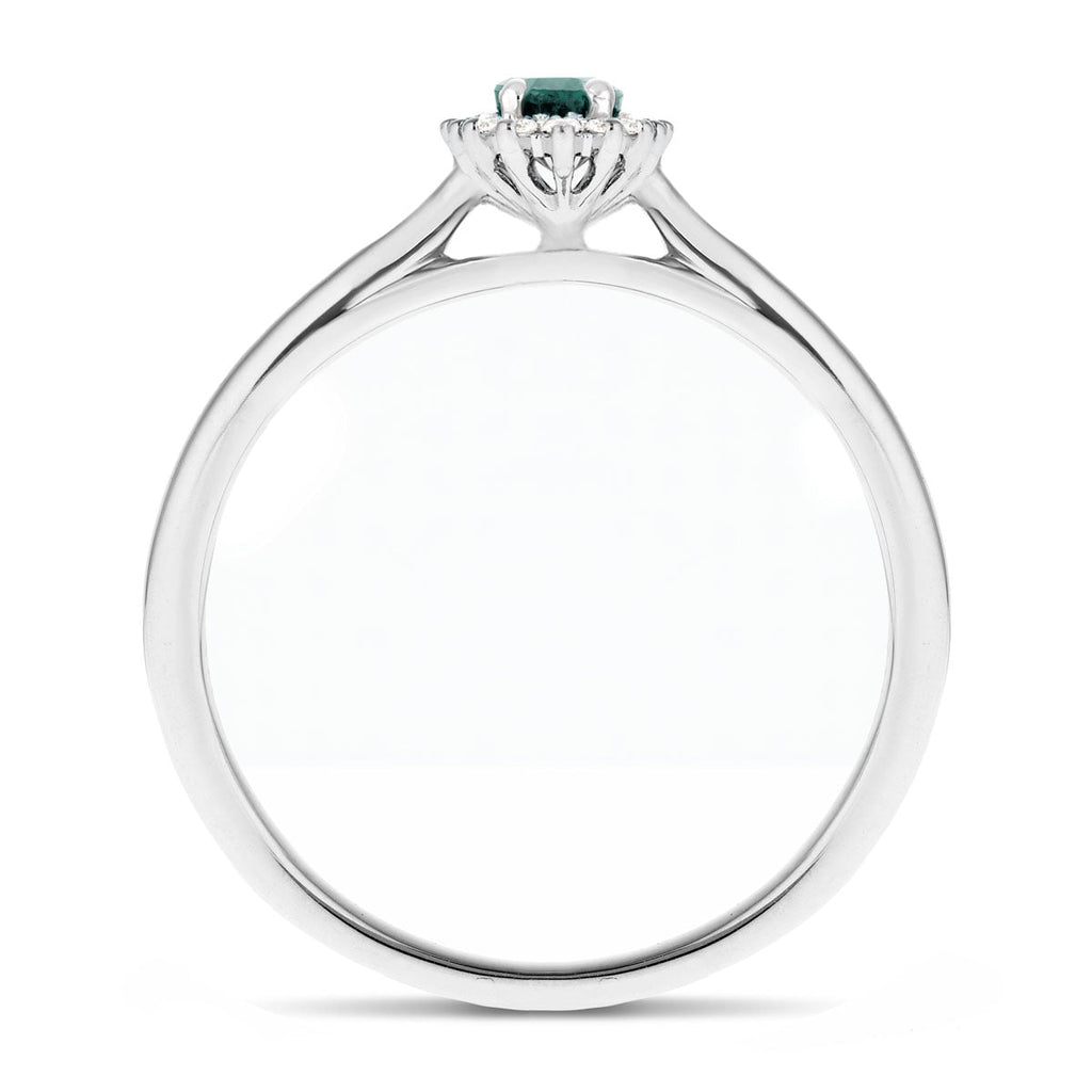 Emerald 0.20ct and Diamond 0.05ct Ring In 9k White Gold - All Diamond