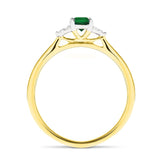 Emerald 0.35ct Diamond 0.04ct Cluster Ring 9k Yellow Gold - All Diamond