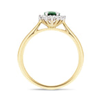 Emerald 0.40ct and Diamond 0.10ct Ring In 9K Yellow Gold - All Diamond