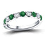 Emerald & Diamond Half Eternity Ring 0.88ct in 18k White Gold - All Diamond