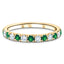 Emerald & Diamond Half Eternity Ring 0.88ct in 18k Yellow Gold - All Diamond