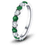 Emerald & Diamond Half Eternity Ring 1.10ct in 18k White Gold