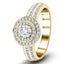 Exclusive Halo Diamond Engagement Ring 0.75ct G/SI 18k Yellow Gold - All Diamond