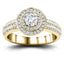 Exclusive Halo Diamond Engagement Ring 0.75ct G/SI 18k Yellow Gold - All Diamond