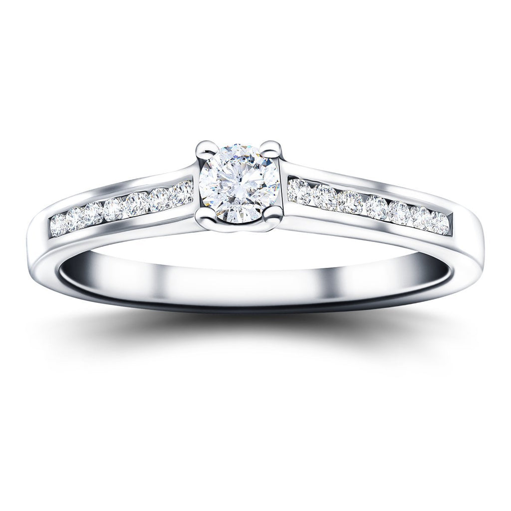 Exclusive Side Stone Engagement Ring 0.30ct G/SI 18k White Gold - All Diamond