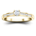 Exclusive Side Stone Engagement Ring 0.45ct G/SI 18k Yellow Gold - All Diamond