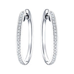 Fancy Diamond Grain Set Hoop Earrings 0.25ct G/SI 18k White Gold - All Diamond