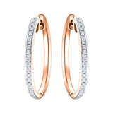 Fancy Diamond Grain Set Hoop Earrings 0.25ct G/SI 9k Rose Gold - All Diamond