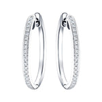 Fancy Diamond Grain Set Hoop Earrings 0.25ct G/SI 9k White Gold - All Diamond