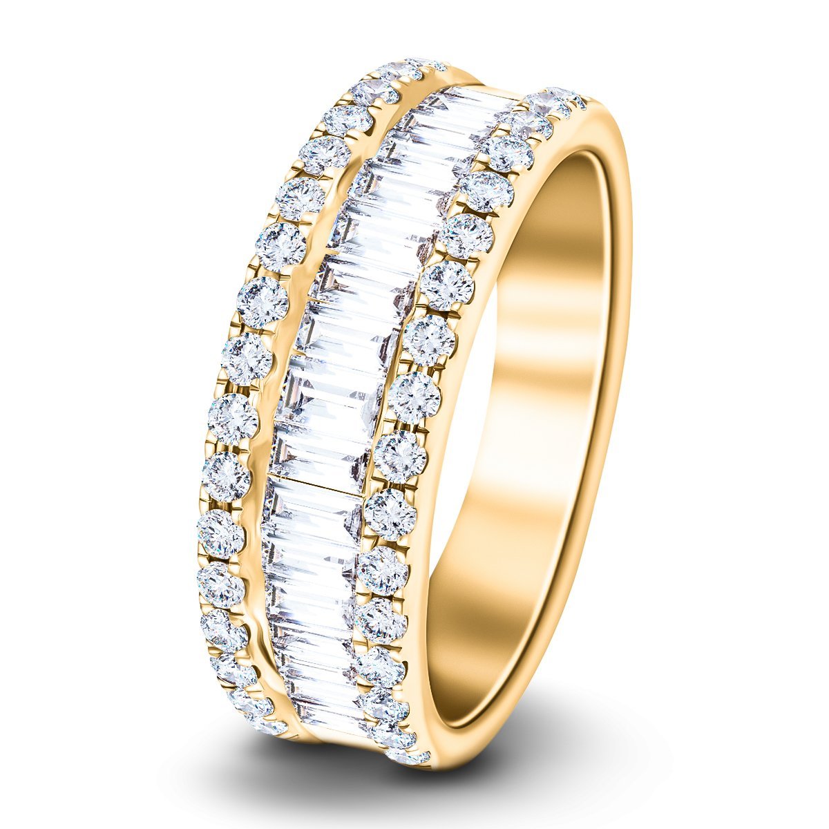 Fancy Diamond Half Eternity Ring 0.90ct G/SI 18k Yellow Gold 6.0mm - All Diamond