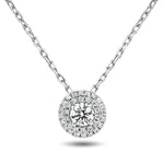 Fancy Diamond Halo Pendant Necklace 0.50ct G/SI 18k White Gold - All Diamond