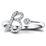 Fancy Diamond Initial 'B' Ring 0.11ct G/SI Quality in 9k White Gold - All Diamond