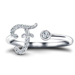 Fancy Diamond Initial 'F' Ring 0.10ct G/SI Quality in 9k White Gold - All Diamond