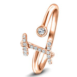 Fancy Diamond Initial 'I' Ring 0.10ct G/SI Quality in 9k Rose Gold - All Diamond