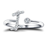 Fancy Diamond Initial 'I' Ring 0.10ct G/SI Quality in 9k White Gold - All Diamond